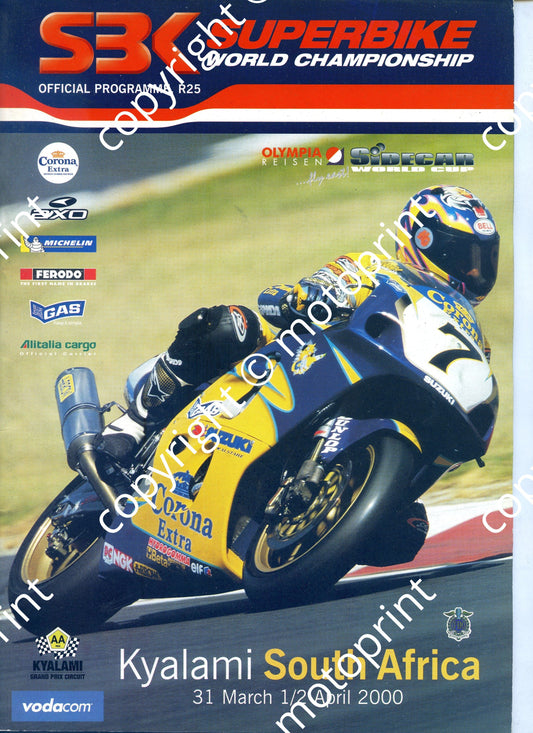 2000 April Kya World SBK 31 March- 2 April Cover entries SBK , sidecars