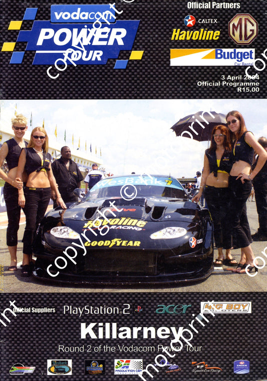 2004 Power Tour Killarney; entry list Wesbank V8 SAMCAR, prod cars, FF, VSP sports, VW Cup 001