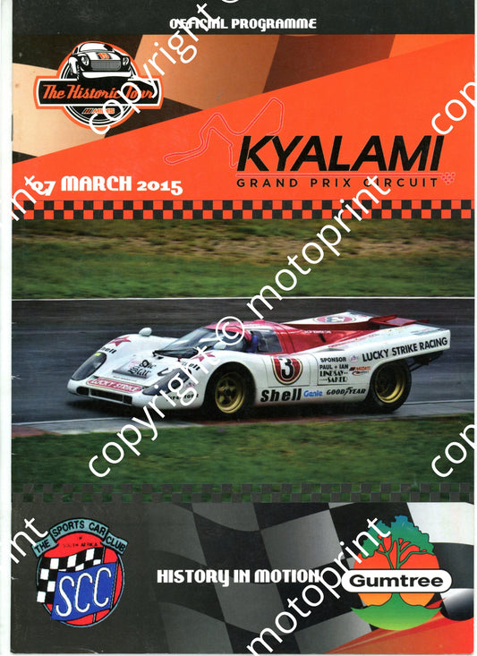 2015 Kya March Historic Tour Cover, map, entries Marque, historics, Lotus, Pre-66 sports GT and prod cars, Little Giants, pre-84 sports and GT, Classic, Tr