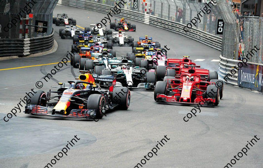 2018 Monaco 3 Daniel Ricciardo Red Bull RB14 5 Seb Vettel Ferrari SF71H (recommended max print size A4 20x30 cm)  (17)