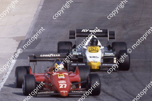 27 Michele Alboreto Ferrari 126C4 5 Jacques Laffite Williams FW09 (courtesy Roger Swan) (1)