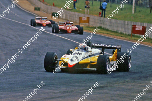 35393 1982 SA GP 15 Alain Prost Renault RE30B 27  Villeneuve 28 Pironi Ferrari 126C2s (thanks Roger Swan)