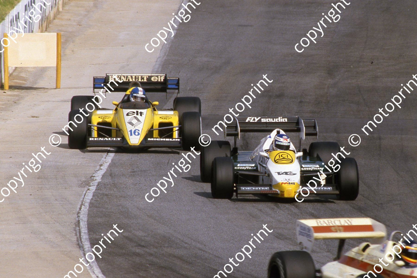 6 Keke Rosberg Williams FW09 16  Derek Warwick renault RE50 (courtesy Roger Swan) 026