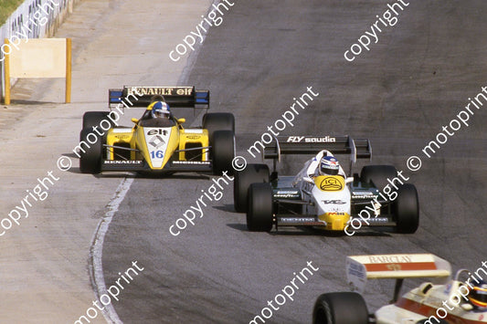 6 Keke Rosberg Williams FW09 16  Derek Warwick renault RE50 (courtesy Roger Swan) 026
