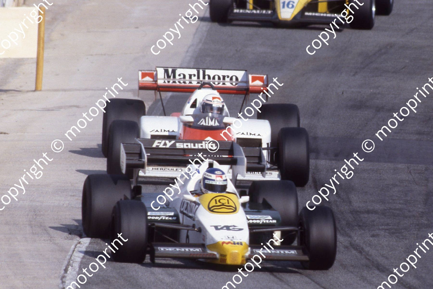 6 Keke Rosberg Williams FW09 7 Alain Prost McLaren MP4-2 (courtesy Roger Swan) (2)