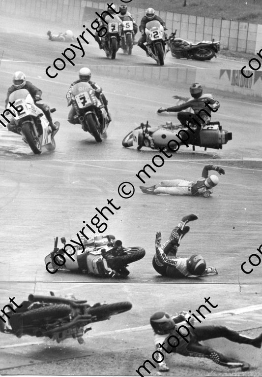 MC 1982 Kyalami Crowthorne M Bellinger falls and CB1100 takes out K Zeeman Suzuki 282
