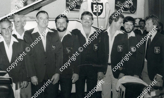 MC 1986 BP Suzuki launch Bep Castellani, L Zeeman, C Randall, Les van Breda, R Gray, P Labuschagne, D Petersen031