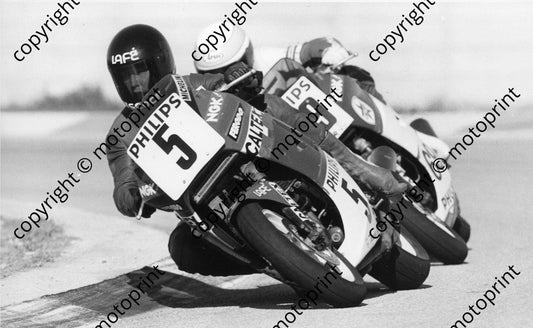 MC 1988 Philips Tracer D Hiscock leads Caltex Honda team mate D Petersen 750 class 134