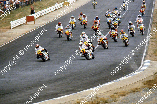 MC 500s 1st lap Crowthorne, 8 Katayama, 5 Lucchinelli, 9 Haslam, 3 Spencer
