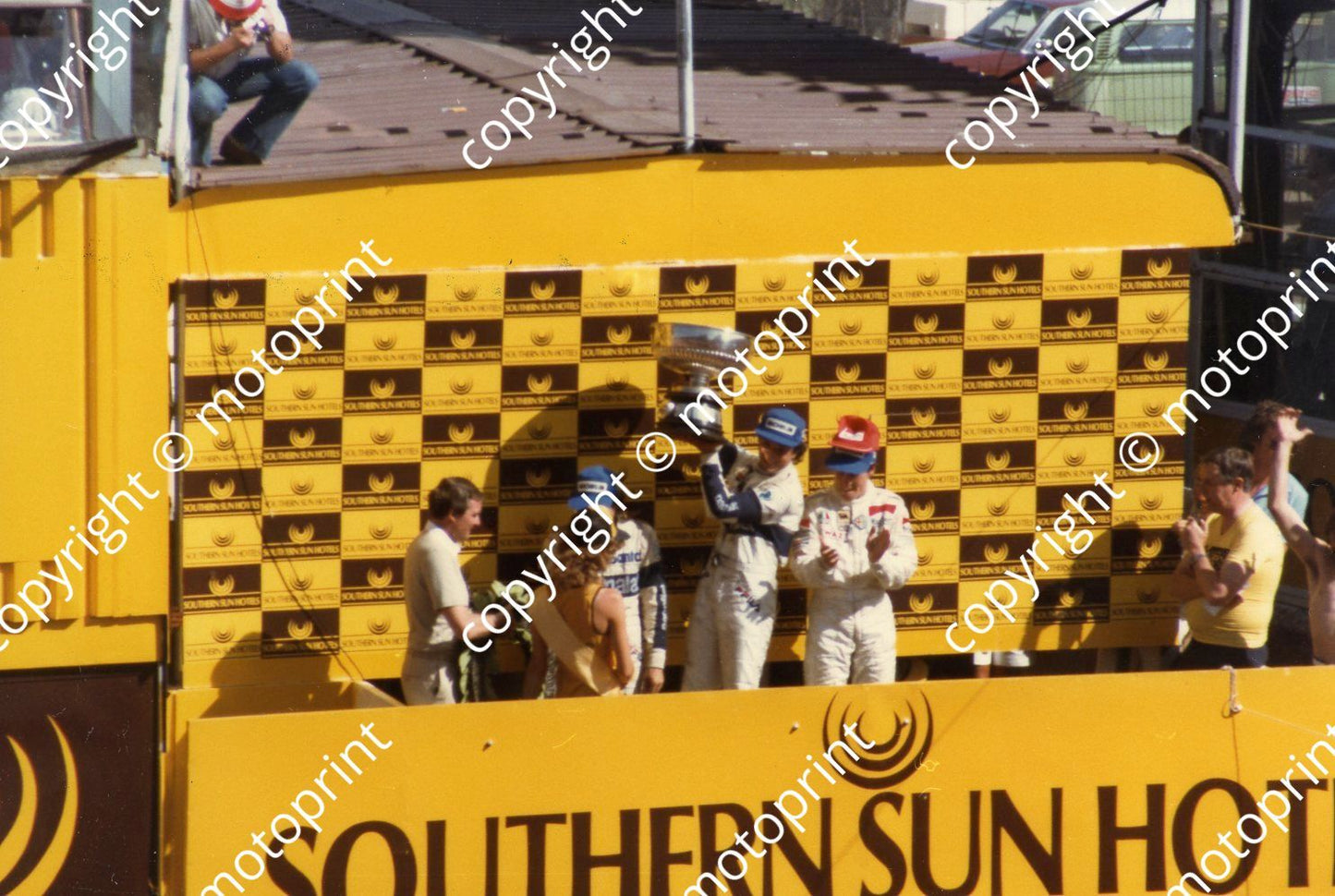 Piquet (obscured) Patrese, De Cesaris, McCleery