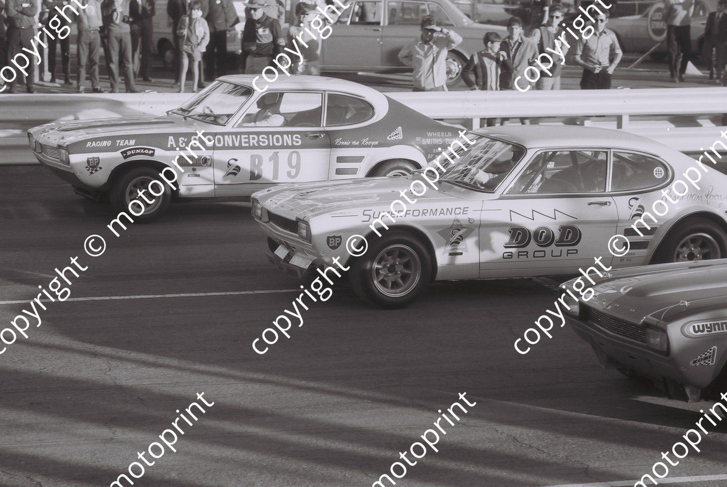 SL 1971 from left Ronnie van Rooyen Capri V6, Basil van Rooyen Capri V8, Olthoff Capri V8 y