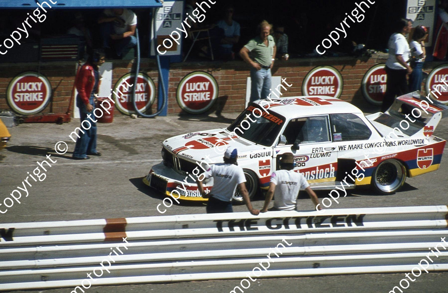 SL (thanks to Stuart Falconer) a 589 1977 Wynns 1000 BMW Ertl Ludwig leaves pits