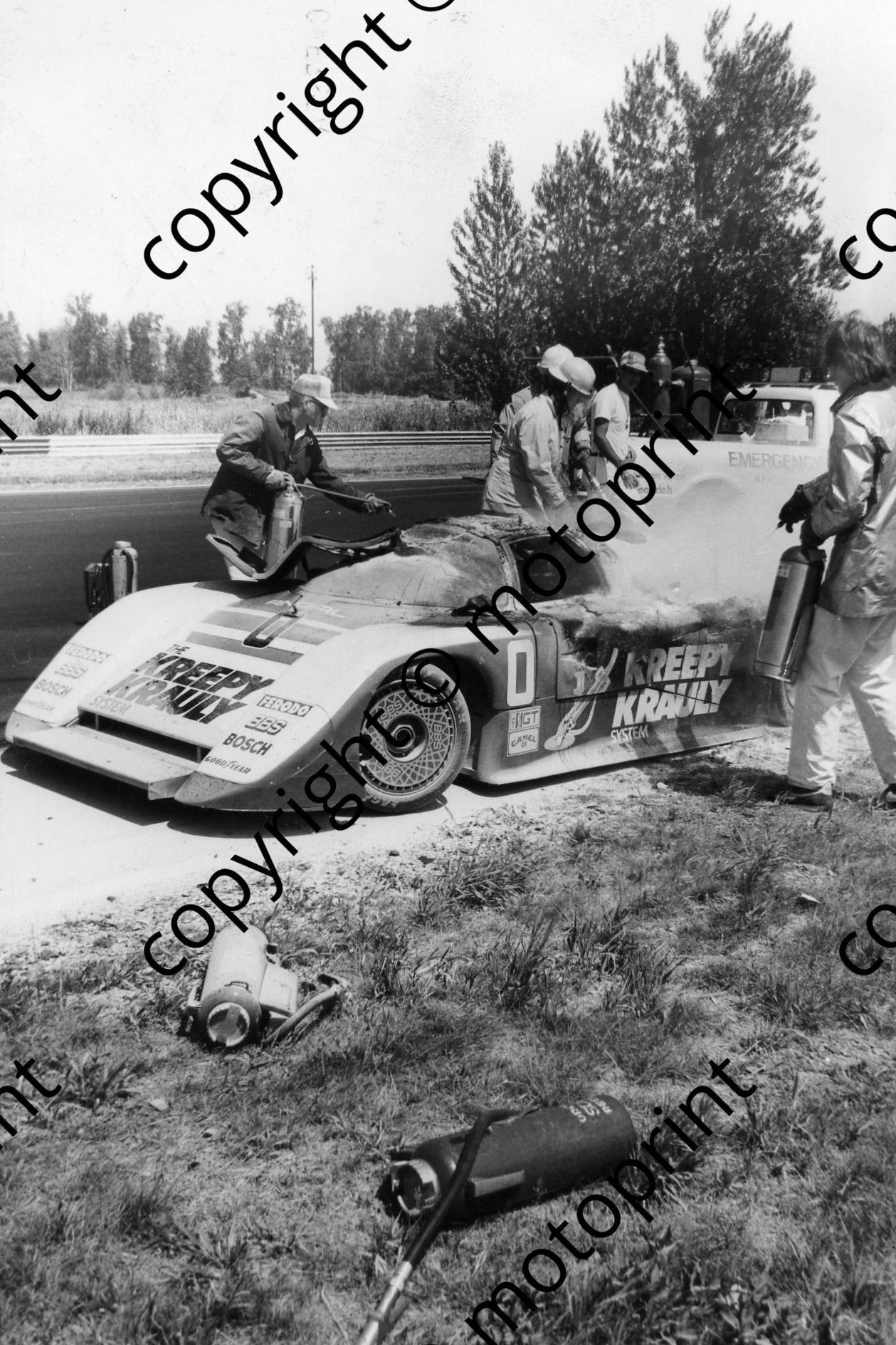 SP 1984 March Porsche 84G Kreepy Krauly  Sarel vd Merwe, fire Portland