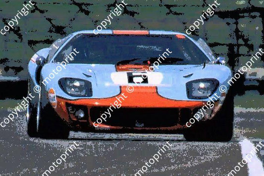SP Ford GT40 r Gulf scheme posterised