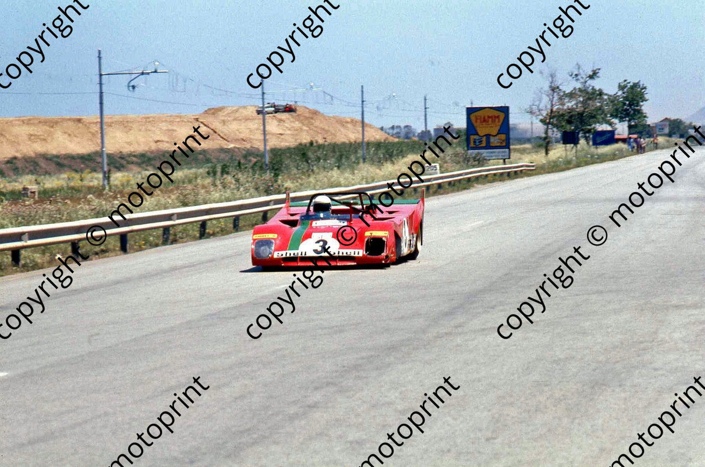SP Munari Ferrari 312PB damaged front on coast road