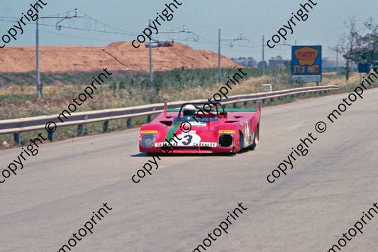 SP Munari Ferrari 312PB damaged front on coast road scanned 20x30 cm A4