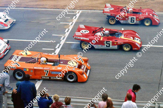 SP Start, front row Regazzoni, Andretti, Ferrari 312Ps, Hailwood Chevron