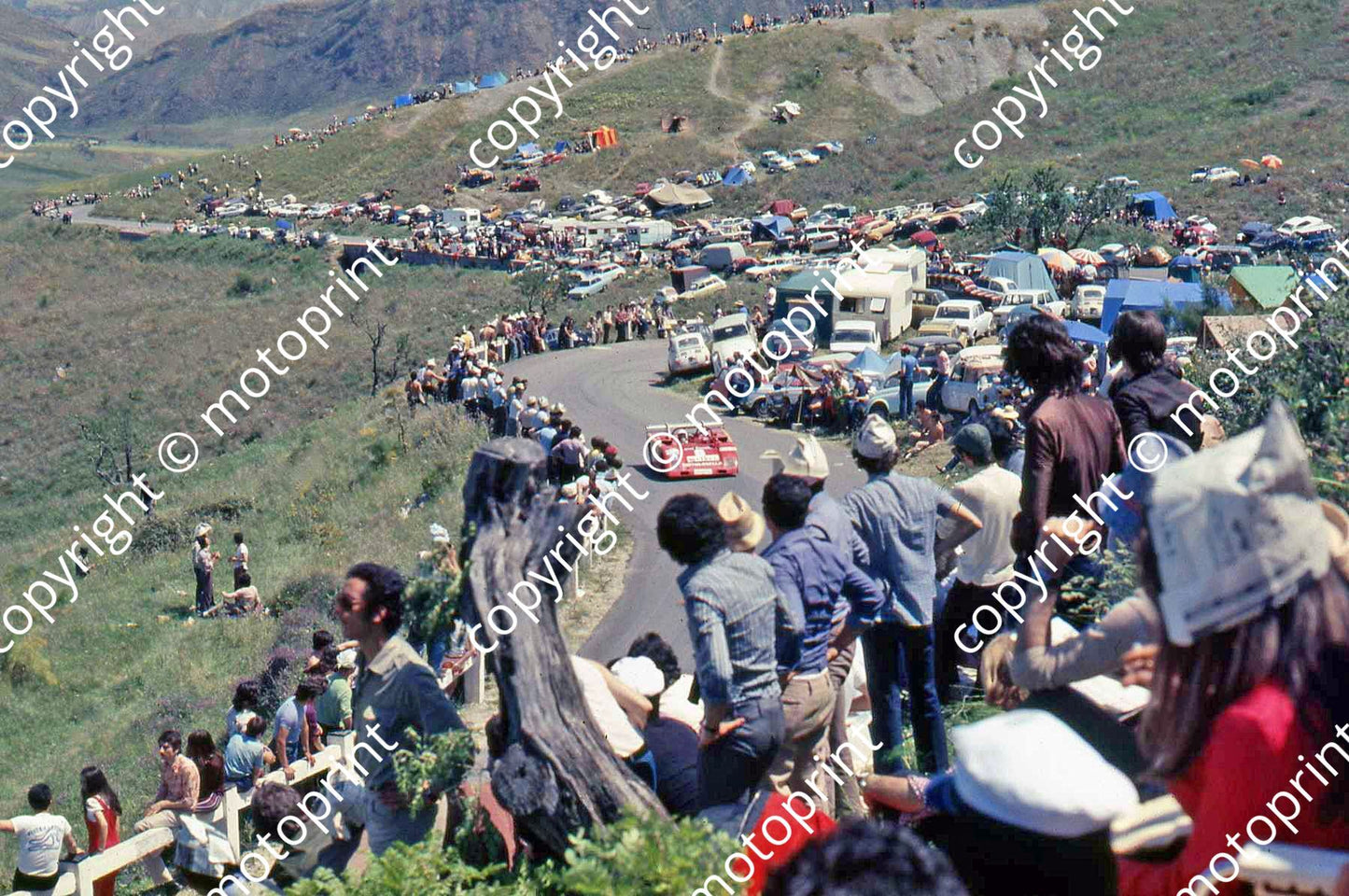 SP _Pam_ Facetti Abarth Osella and huge crowds on the slopes. Retired lap 3