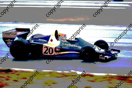 SS Jody Scheckter Wolf WR1 rain Jukskei poster