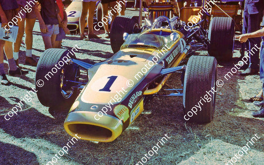 SS John Love Lotus 49_ Tingle Brabham BT24 behind 1968 (thanks R Tudor-Owen)