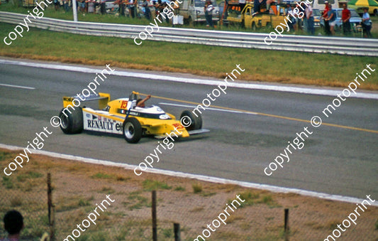 SS (thanks Stuart Falconer) a 736 1980 SA GP Renault RE23 Jabouille on tow rope
