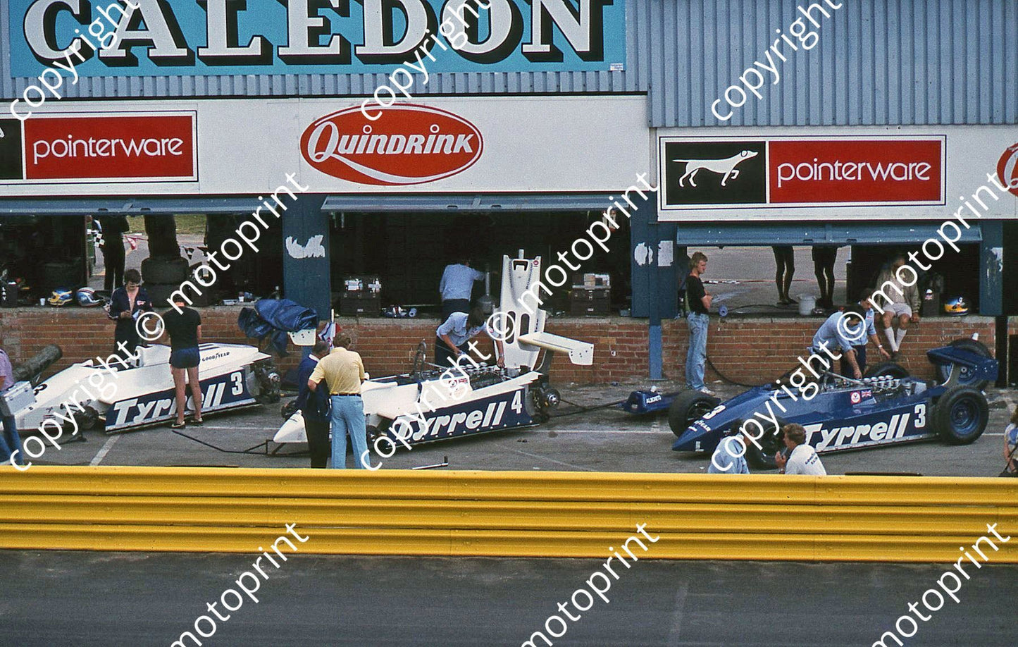 SS (thanks Stuart Falconer) a 796 1982 SA GP Tyrrell 011 pits #3 white and blue cars Alboreto_ #4 white Borgudd