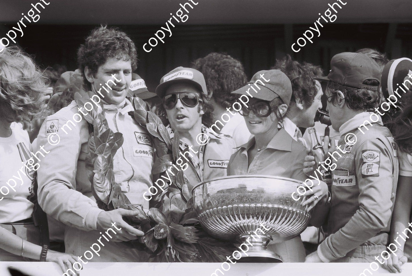 SS podium Jody Scheckter Stewart Pam Scheckter Depailler 2