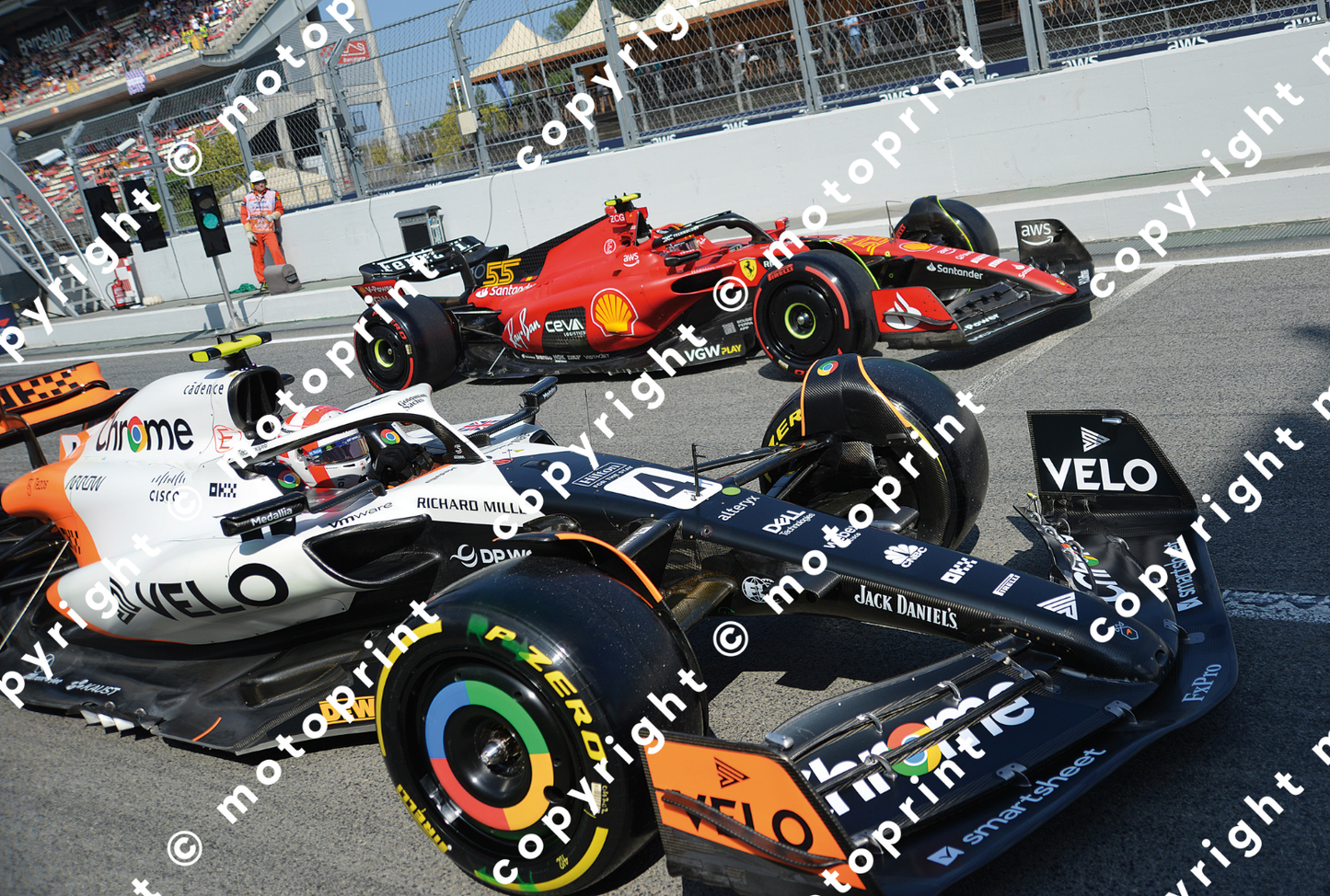 2023 L.Norris McLaren - C.Sainz Ferrari pit lane (courtesy Paolo D'Alessio)